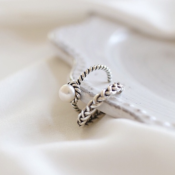 Stacking Vintage Style Sterling Silver Pearl Rings - Picture 6 of 7